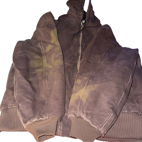 Vintage Carhartt J130 Brown Duck Canvas Y2K Jacket Distressed Grunge Hooded - Picture 10 of 14